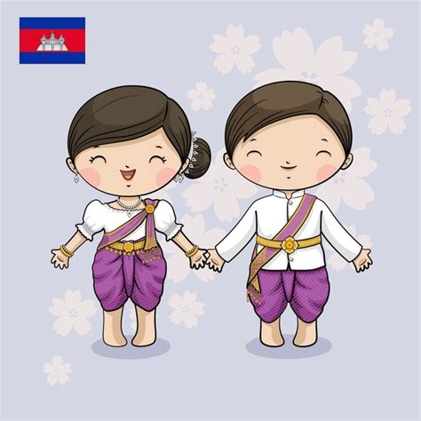 Couple Of Cartoon Characters In Cambodia Traditional 46 Off