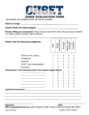 Fillable Online Judge Evaluation Form Ohsetcom Fax Email Print