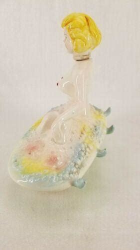 Vintage Risque Ceramic Decanter Nude Woman In Bubble Bath Mid Century Quirky