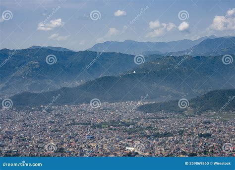 Aerial View Of Pokhara City In Nepal With Dense Houses On The Mountain