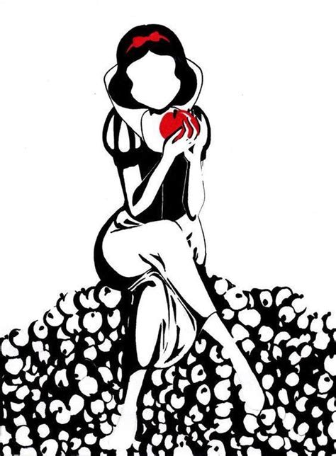 A Black And White Drawing Of A Woman With An Apple In Her Hand Sitting