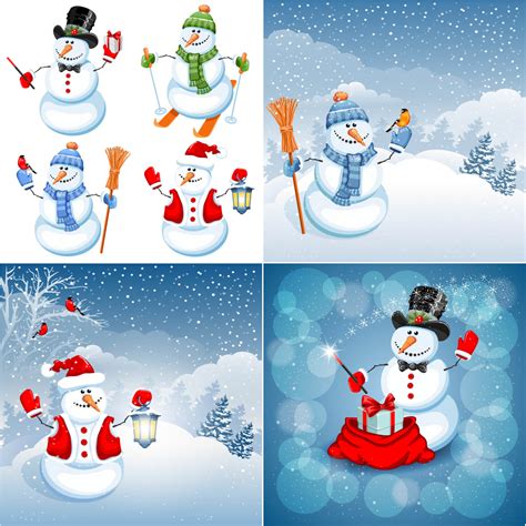 Backgrounds with snowman vector | Free download