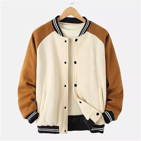 Jual Jaket Baseball Varsity Wanita Pria Bigsize Jumbo Polos S 7xl Xxxxxxxl Cream Kunyit S