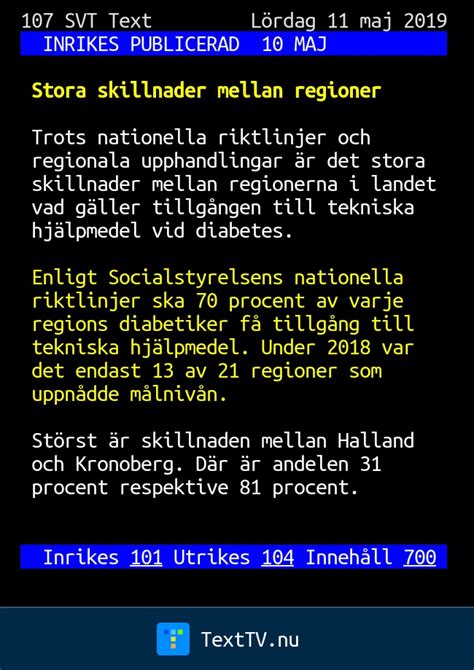 Stora Skillnader Mellan Regioner SVT Text TV