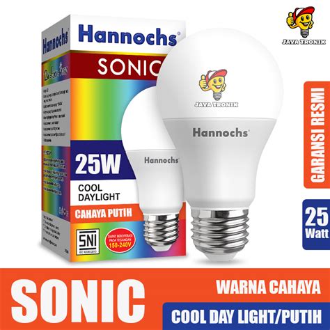 Bohlam Lampu Led Hannochs Watt Sonic Bolam Bulb Cahaya Putih Cdl Sni