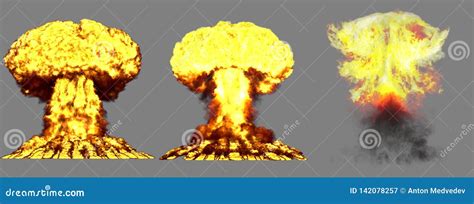 3D Illustration of Explosion - 3 Big Highly Detailed Different Phases ...