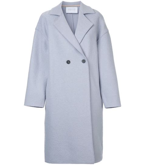 Harris Wharf London Light Grey Dropped Shoulder Double Breasted Coat