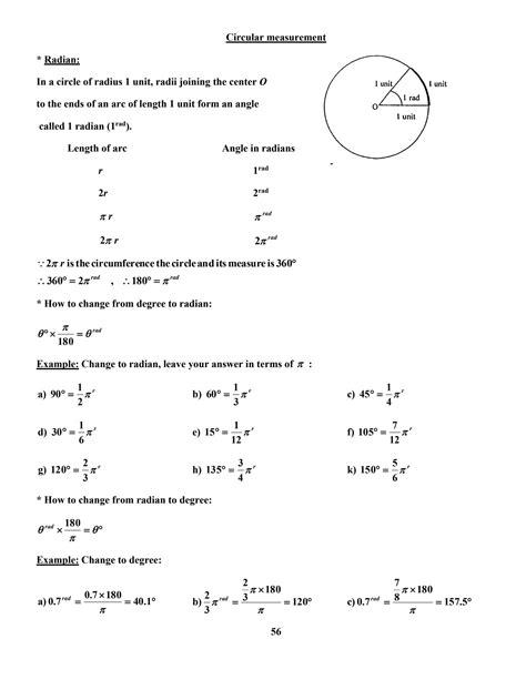 Solution Circular Measurements Worksheet For Cambridge Advanced