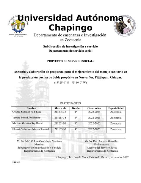 Proyecto De Servicio Social Universidad Aut Noma Chapingo