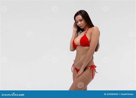 Slim Woman In Red Bikini Stock Image Image Of Glamour