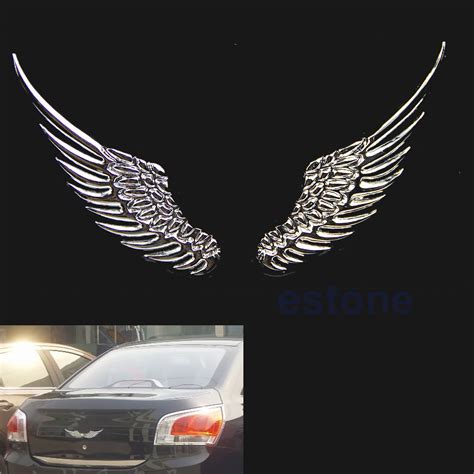 3D Alloy Metal Silvery Angel Wings Car Emblem Badge Decal Logo Sticker