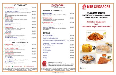 Menu MTR Singapore