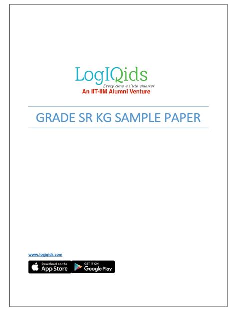 Logiqids Sr Kg Sample Paper Pdf Teaching Mathematics