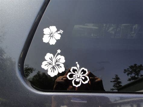 Hibiscus Flower Stickers Vinyl Car Decals Tropical Boho Etsy