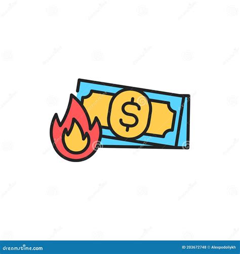 Cash Burn Line Color Icon Sign For Web Page Mobile App Stock