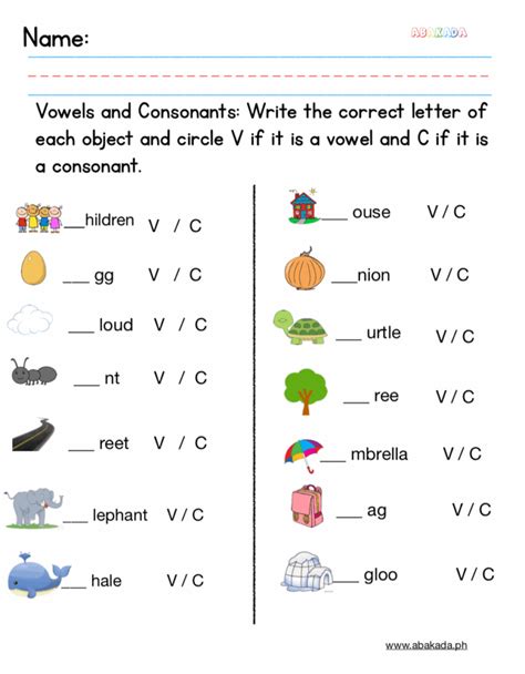 consonant vowel consonant worksheets printable worksheet