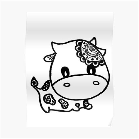 Cow Zentangle Poster By Alexavec Redbubble