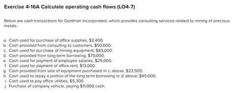 Solved Exercise 4 16a Calculate Operating Cash Flows Lo4 7