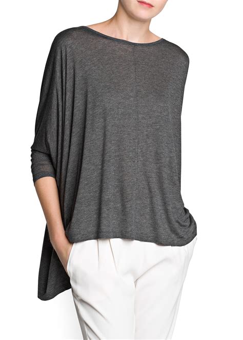 Lyst Mango Dolman Sleeve Loose Fit T Shirt In Gray