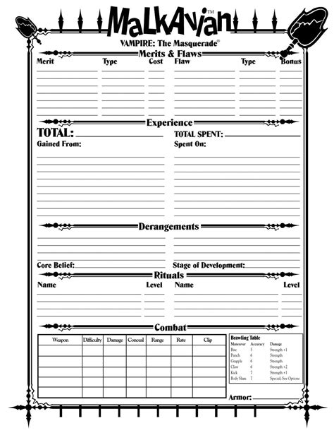 Vampire Masquerade 5E Character Sheet