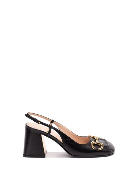 Gucci Mid Heel Slingbacks With `horsebit` In White Lyst