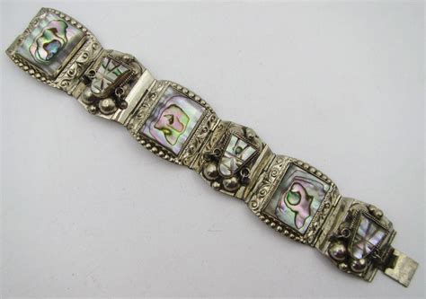 Vintage Signed Ar Taxco Mexico Sterling Silver 925 And Mother Of Pearl