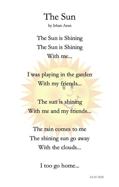 My First Poem The Sun Kunjukaryangal