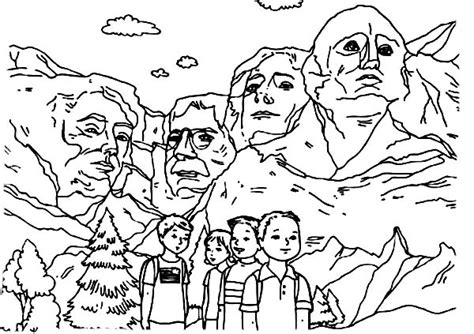 George Washington One Of The Presidents In Mount Rushmore Coloring Page