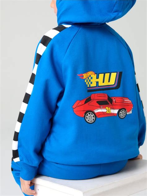 Bluza Z Kapturem Z Nadrukiem Na Plecach Hot Wheels Kolor Mid Blue SINSAY 083FC 52X