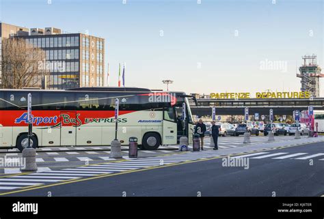 Airport Bus At Milan Italys Terminal 2 Departure Terminal Hub Of