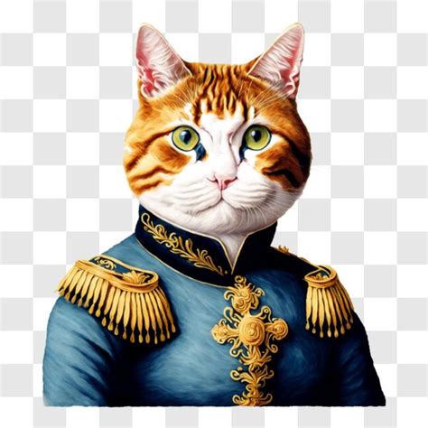 Baixe Gato Adorável em Uniforme Militar Azul PNG Creative Fabrica