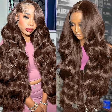 30 Inch 13x6 Chocolate Brown Body Wave Lace Front Wigs