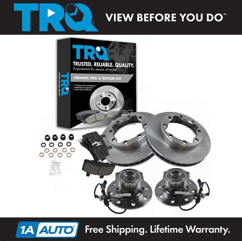 Trq Front Ceramic Disc Brake Pads Rotor Wheel Hub Kit For Chevy Gmc