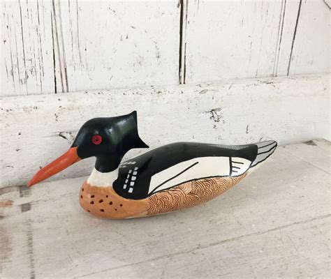 Wooden Loon Decoy Hand Painted Figurine Vintage Small Wood Etsy