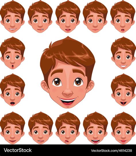 Boy expressions with lip sync Royalty Free Vector Image