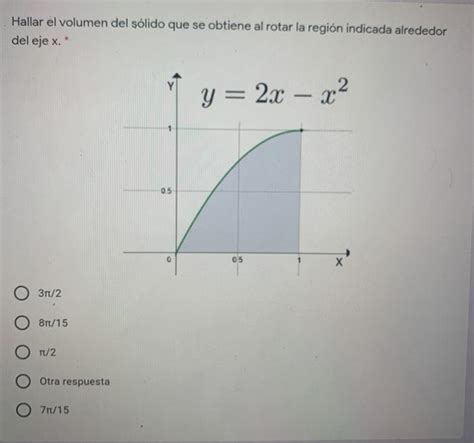 Solved Hallar el volumen del sólido que se obtiene al rotar Chegg