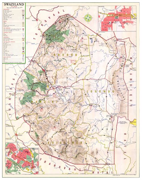 Large detailed map of Swaziland with other marks | Swaziland | Africa ...