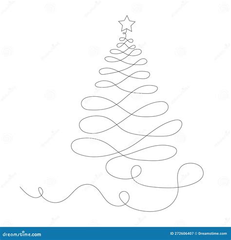 Christmas Tree with Star Line Stock Vector - Illustration of artwork, merry: 272606407