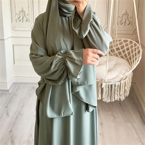 Hooded Abaya Dubai Jilbab One Piece Prayer Dress With Attached Hijab