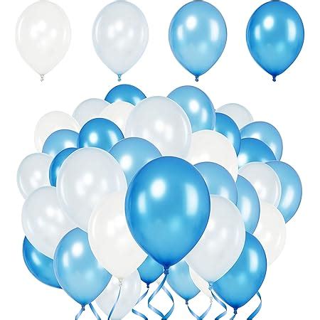 Premium Helium Luftballons Blau Weiß Babyblau Royalblau 50 Stück