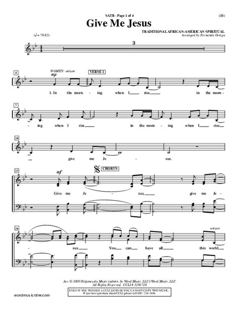 Give Me Jesus Sheet Music PDF (Fernando Ortega) - PraiseCharts