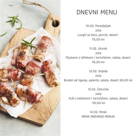 Menu da Il Camino ristorante Zagabria Zagrebačka avenija 104B