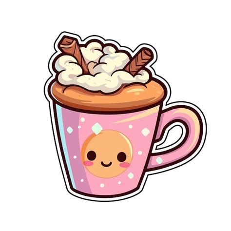 Premium Vector 055 Cinnamon Hot Cocoa Sticker Cool Colors Kawaii Clip Art Illustration