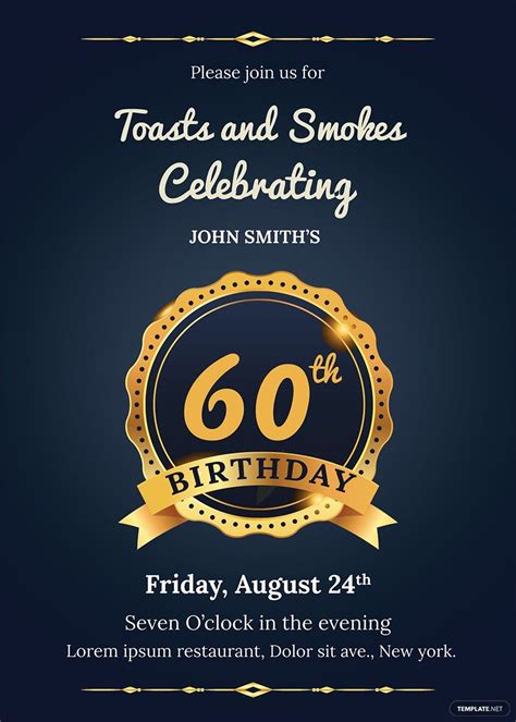 60th Birthday Invitation Template in PSD, Word, Pages, Publisher, Illustrator, Outlook ...