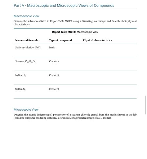 Solved Macroscopic View Observe The Substances Listed In Chegg