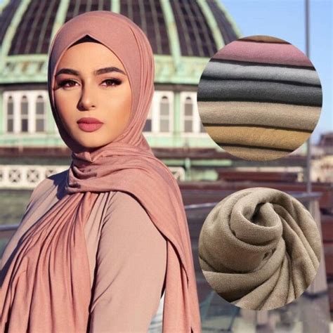 Multicolore doux coton musulman foulard instantané Jersey Hijab femme