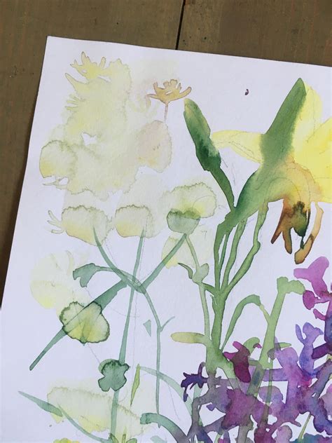 Original Aquarell Malerei Wiesenblumen Aquarell Blumen Etsy