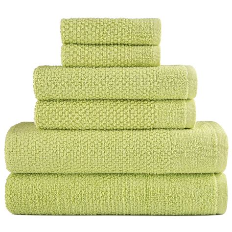 Premium 6 Piece Essential Bath Towel Set Green Design Colorfast And