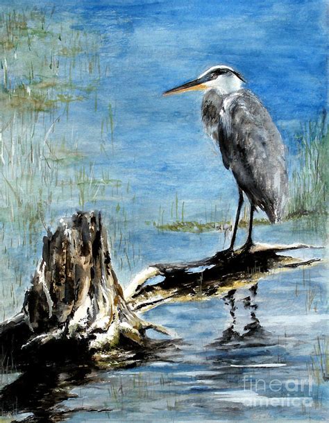 Great Blue Heron Painting by Sibby S - Fine Art America