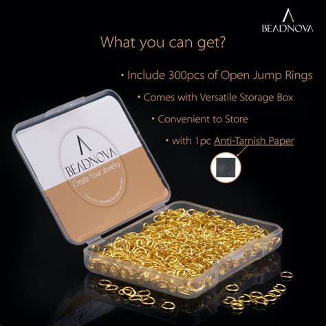 Beadnova Mm Open Jump Ring Gold Plated Jewelry Making Jump Ring Metal